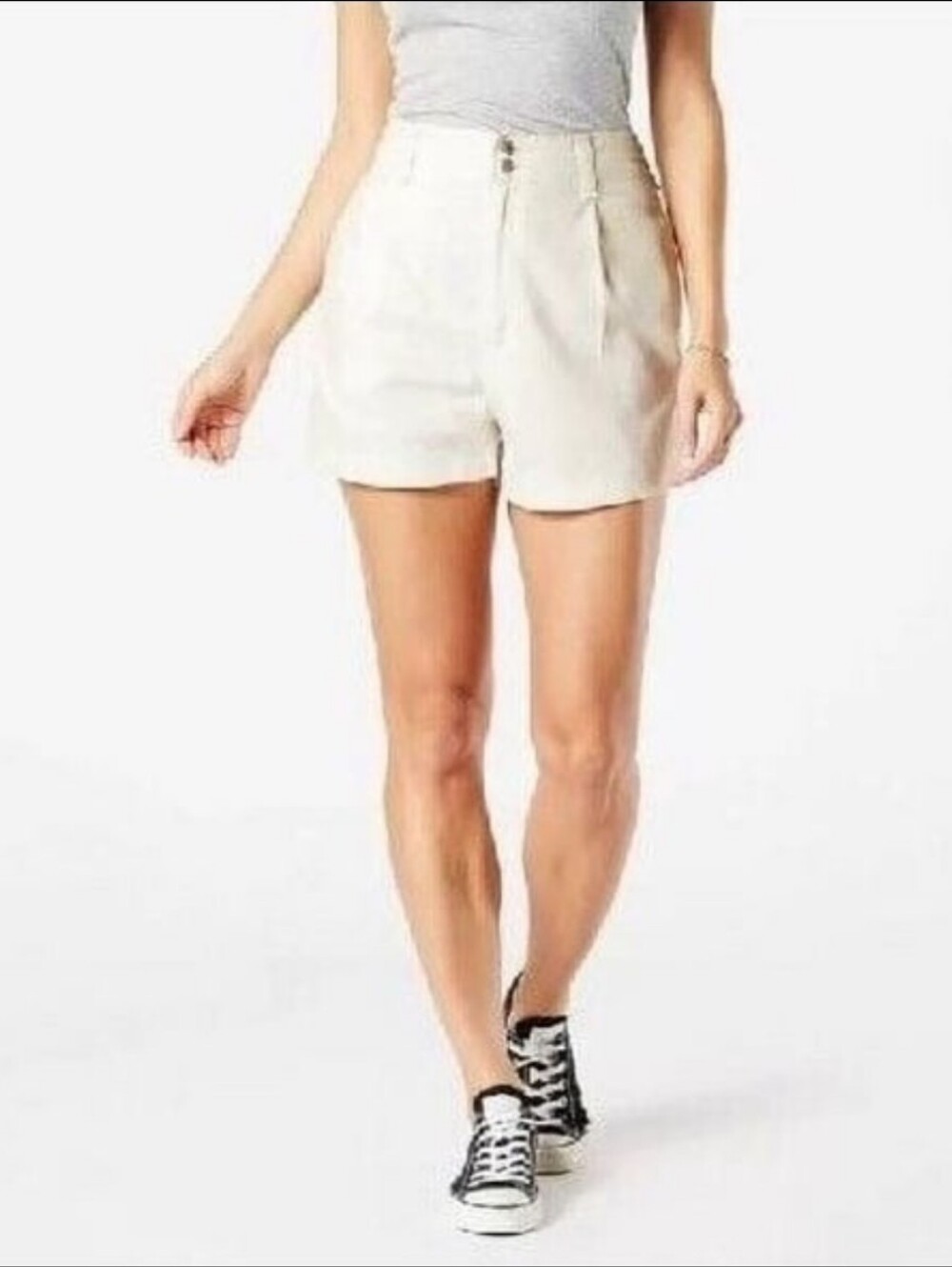 DENIZEN from Levi's Women's Sz 14 Jean Cotton Shorts White Loose A-Line Pockets
